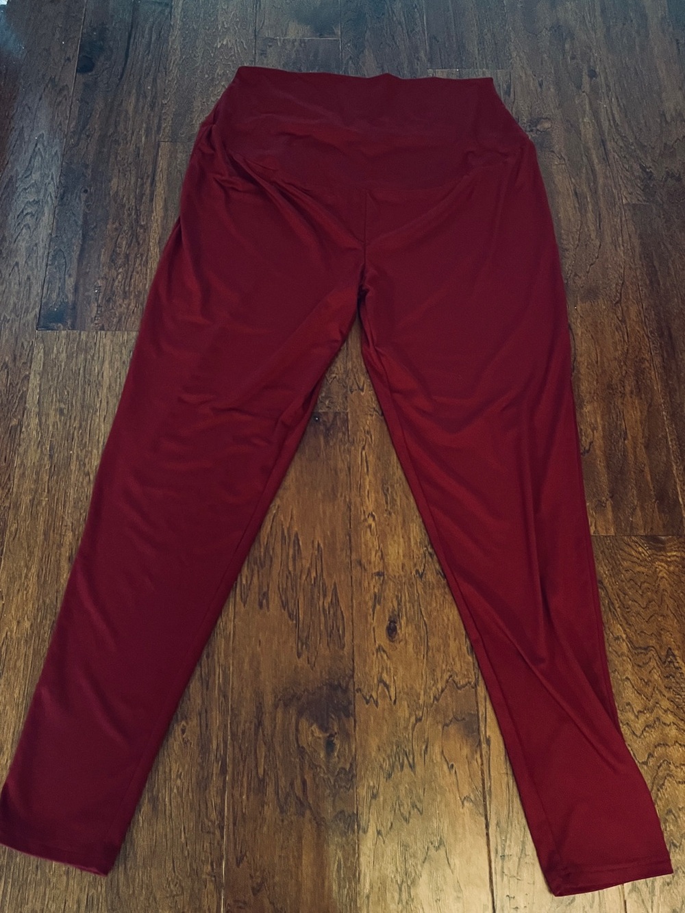 High-Waist Deep Red Maternity Leggings Size XXL